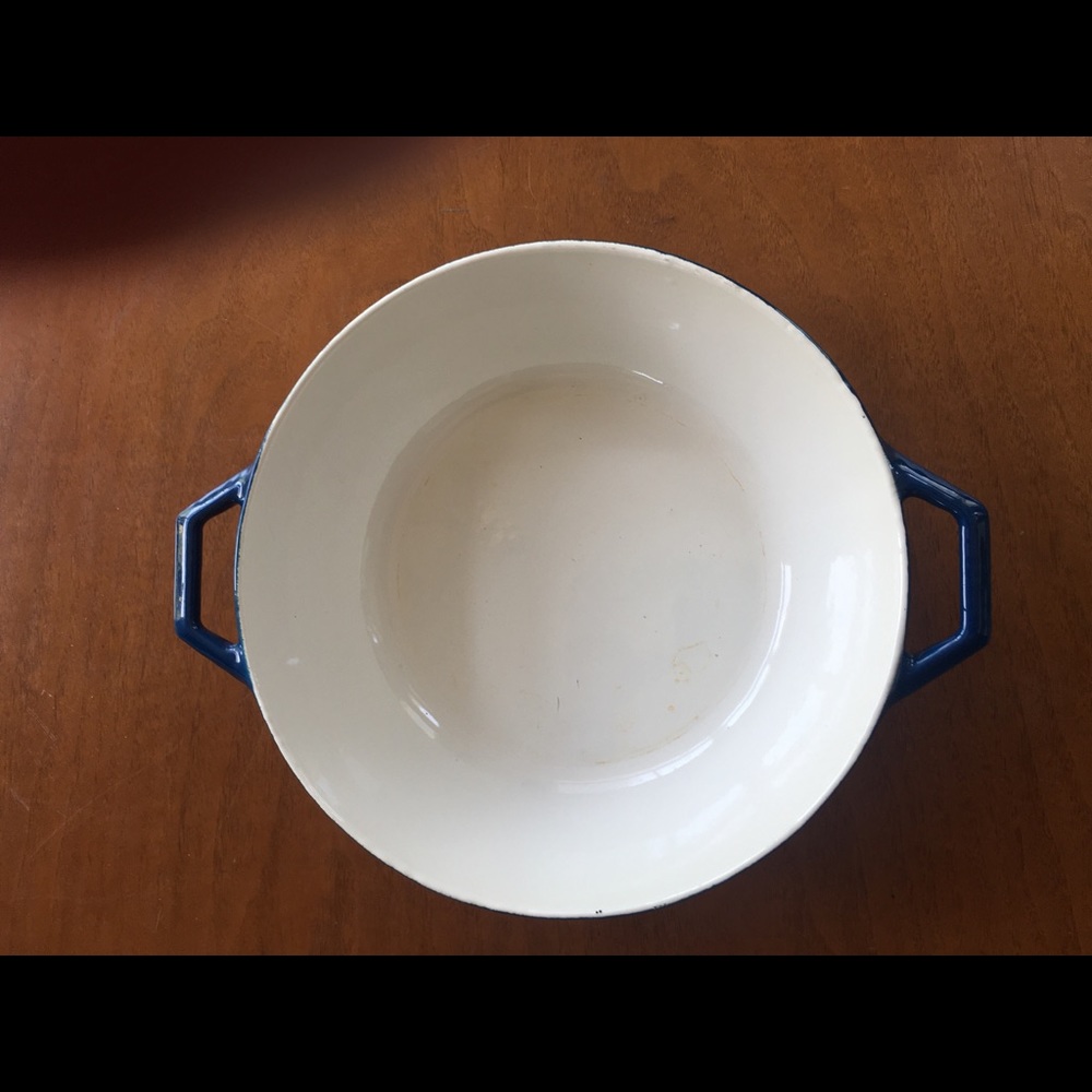 Copco Danish cast iron casserole— good condition— no chips—blue/white- - Picture 2 of 3